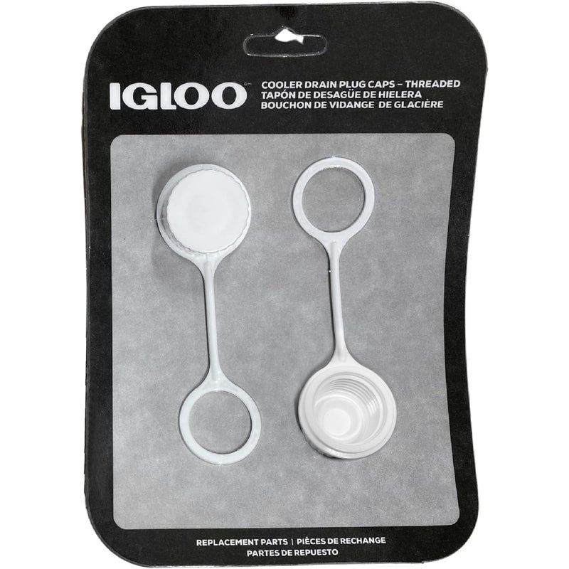 Igloo Cooler Threaded Drain Plug Caps with Plastic Tether 20049 White Small - Image 1